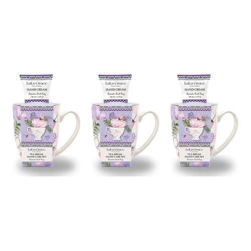 Lulu Grace Lavender Earl Grey Tea-Break Hand Care Set Mug & Hand Cream 100mL Bundle of 3