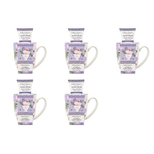 Lulu Grace Lavender Earl Grey Tea-Break Hand Care Set Mug & Hand Cream 100mL Bundle of 5