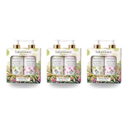 Lulu Grace Sweet Pea & Pear Hand Wash 300mL & Hand Lotion 300mL Hand Care Set Bundle of 3