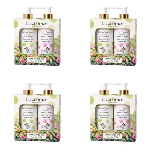 Lulu Grace Sweet Pea & Pear Hand Wash 300mL & Hand Lotion 300mL Hand Care Set Bundle of 4
