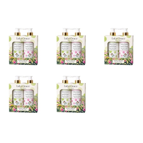 Lulu Grace Sweet Pea & Pear Hand Wash 300mL & Hand Lotion 300mL Hand Care Set Bundle of 5