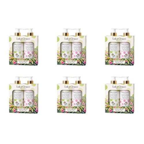Lulu Grace Sweet Pea & Pear Hand Wash 300mL & Hand Lotion 300mL Hand Care Set Bundle of 6