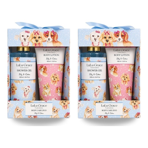 Lulu Grace Lily & Cotton Shower Gel 250mL & Body Lotion 150mL Body Care Duo Bundle of 2