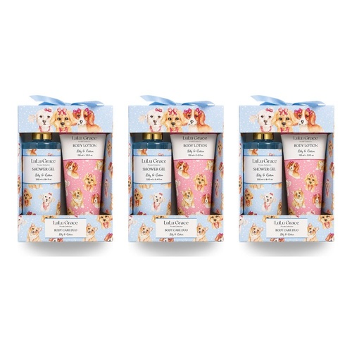 Lulu Grace Lily & Cotton Shower Gel 250mL & Body Lotion 150mL Body Care Duo Bundle of 3