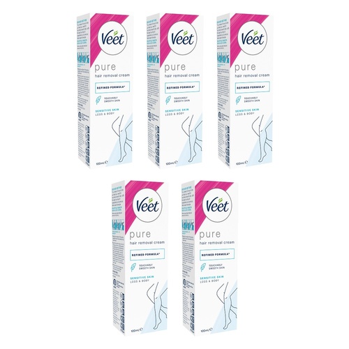 Veet Hair Removal Cream Sensitive Skin 100mL Pack of 5