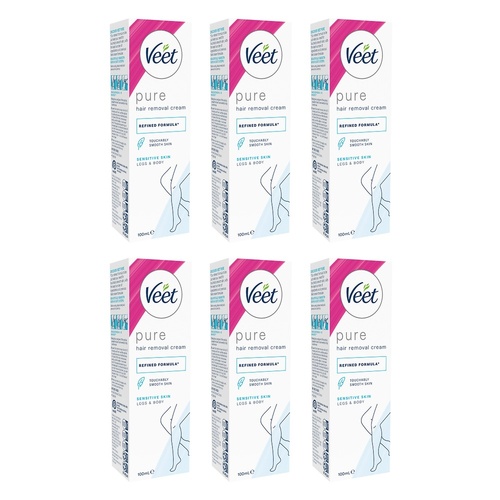 Veet Hair Removal Cream Sensitive Skin 100mL Pack of 6