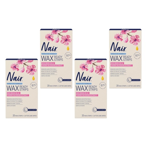 Nair Sensitive Mini Wax Strips Face & Sensitive Areas 20 Pack Bundle of 4
