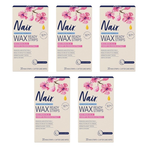 Nair Sensitive Mini Wax Strips Face & Sensitive Areas 20 Pack Bundle of 5