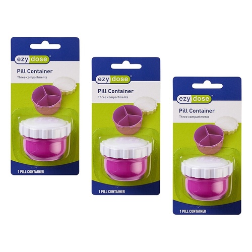 Ezy Dose Pill Container Three Compartments Pack of 3