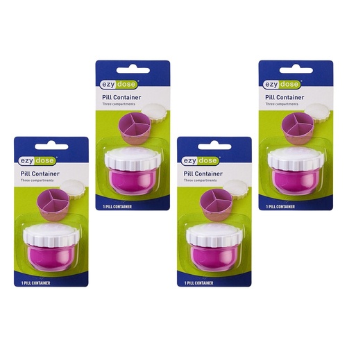 Ezy Dose Pill Container Three Compartments Pack of 4