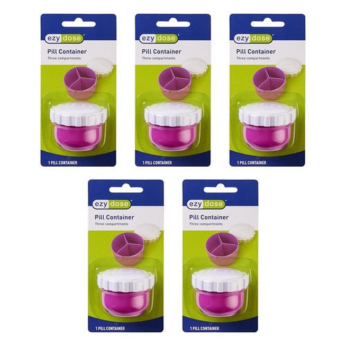 Ezy Dose Pill Container Three Compartments Pack of 5