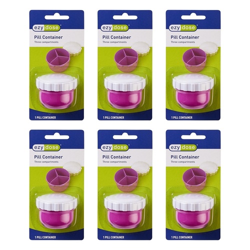 Ezy Dose Pill Container Three Compartments Pack of 6