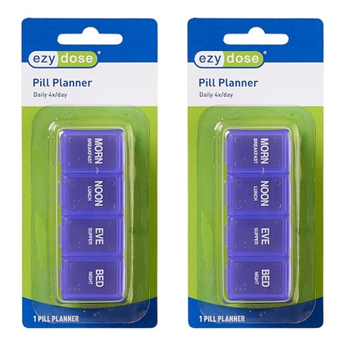 Ezy Dose Pill Planner Daily 4x Day Pack of 2