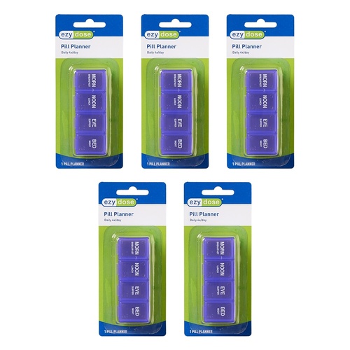 Ezy Dose Pill Planner Daily 4x Day Pack of 5
