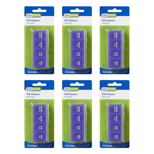 Ezy Dose Pill Planner Daily 4x Day Pack of 6