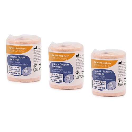 Primacrepe Elastic Crepe Heavy Weight Bandage Tan 5cm x 2.3m Pack of 3