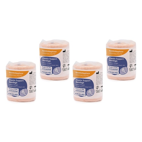 Primacrepe Elastic Crepe Heavy Weight Bandage Tan 5cm x 2.3m Pack of 4