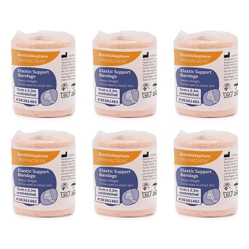 Primacrepe Elastic Crepe Heavy Weight Bandage Tan 5cm x 2.3m Pack of 6