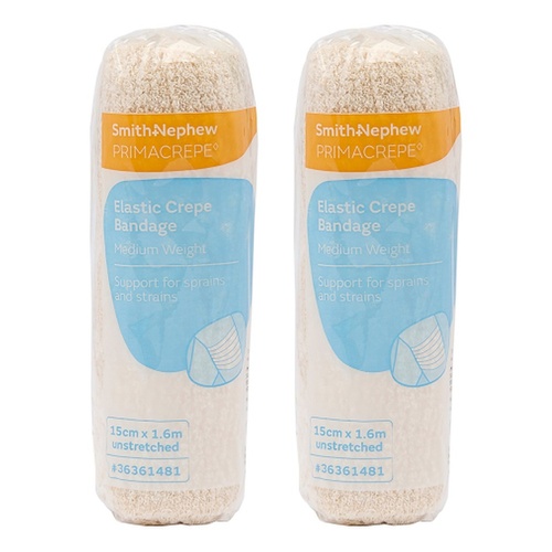 Primacrepe Elastic Crepe Bandage White 15cm x 1.6m Pack of 2