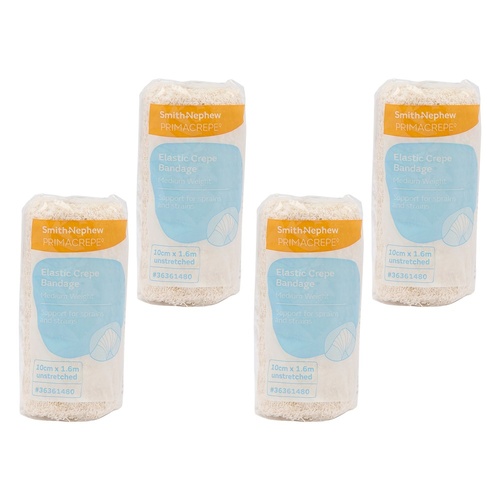 Primacrepe Elastic Crepe Bandage White 10cm x 1.6m Pack of 4