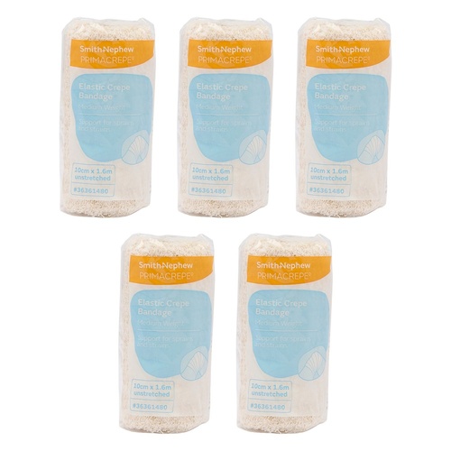 Primacrepe Elastic Crepe Bandage White 10cm x 1.6m Pack of 5