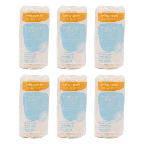 Primacrepe Elastic Crepe Bandage White 10cm x 1.6m Pack of 6