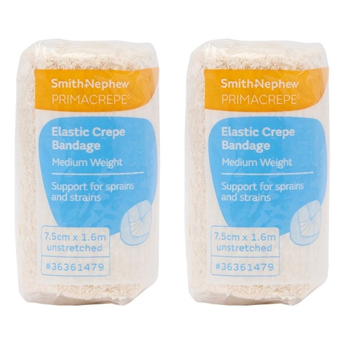 Primacrepe Elastic Crepe Bandage White 7.5cm x 1.6m Pack of 2