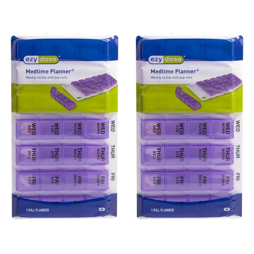 Ezy Dose Medtime Planner Weekly 4x Day with Pop-Outs Pack of 2
