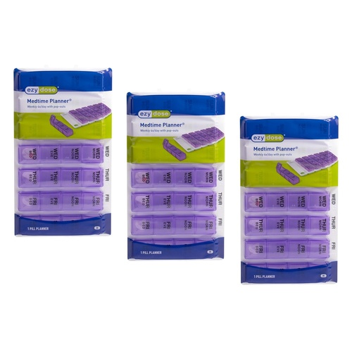 Ezy Dose Medtime Planner Weekly 4x Day with Pop-Outs Pack of 3