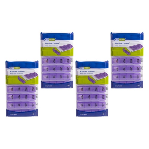 Ezy Dose Medtime Planner Weekly 4x Day with Pop-Outs Pack of 4