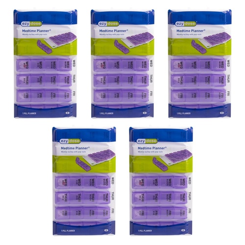 Ezy Dose Medtime Planner Weekly 4x Day with Pop-Outs Pack of 5