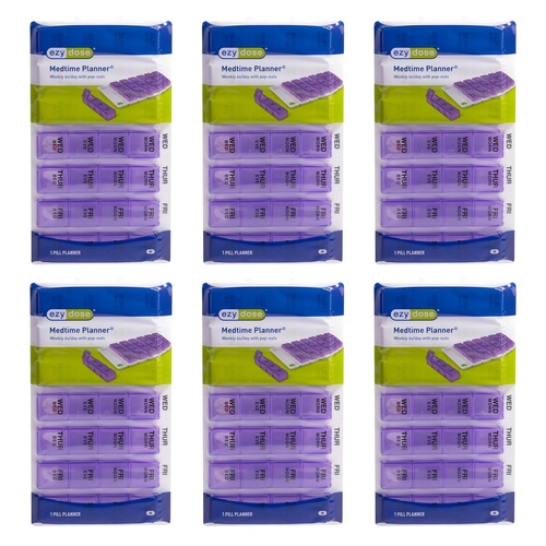 Ezy Dose Medtime Planner Weekly 4x Day with Pop-Outs Pack of 6