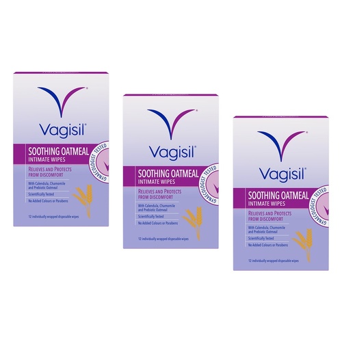 Vagisil Soothing Oatmeal Intimate Wipes 12 Wipes x 3 Bundle of 3