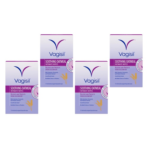Vagisil Soothing Oatmeal Intimate Wipes 12 Wipes x 3 Bundle of 4