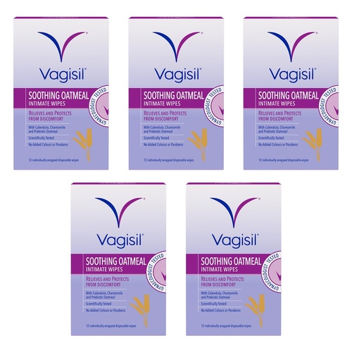 Vagisil Soothing Oatmeal Intimate Wipes 12 Wipes x 3 Bundle of 5