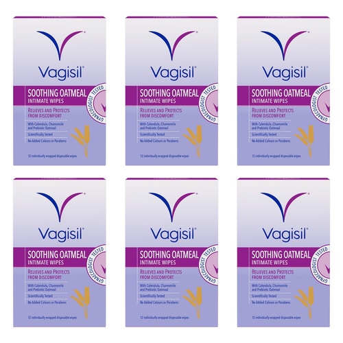 Vagisil Soothing Oatmeal Intimate Wipes 12 Wipes x 3 Bundle of 6