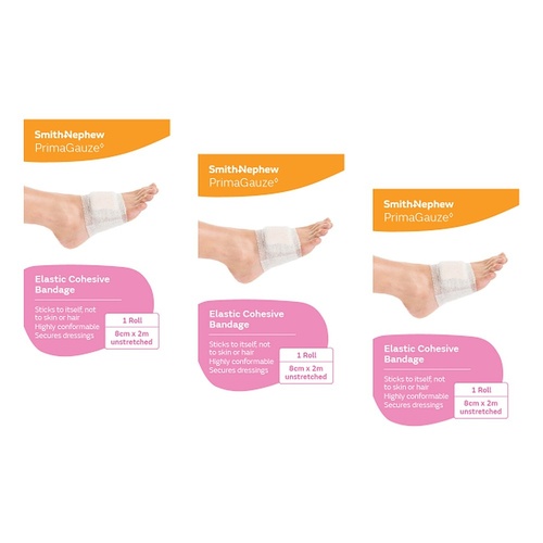 Primagauze Elastic Cohesive Bandage 8cm x 2m Pack of 3