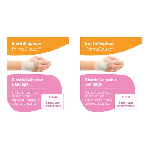 Primagauze Elastic Cohesive Bandage 6cm x 2m Pack of 2