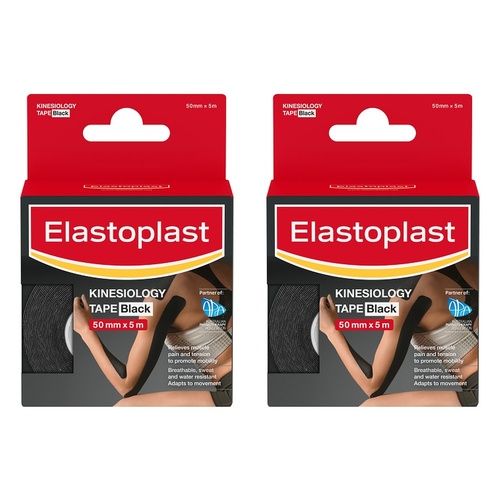Elastoplast Kinesiology Tape Black 50mm x 5m Pack of 2