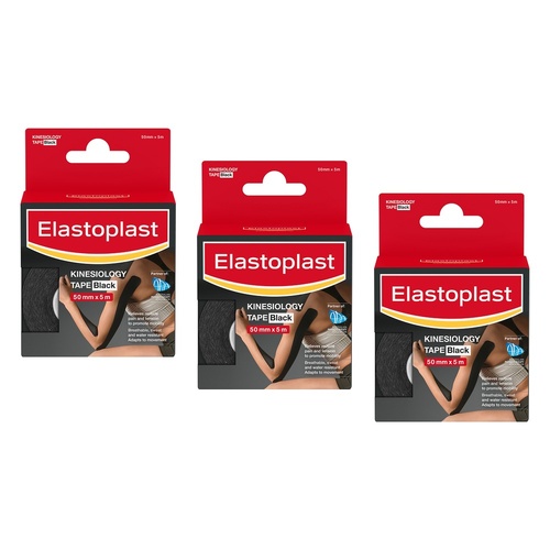 Elastoplast Kinesiology Tape Black 50mm x 5m Pack of 3