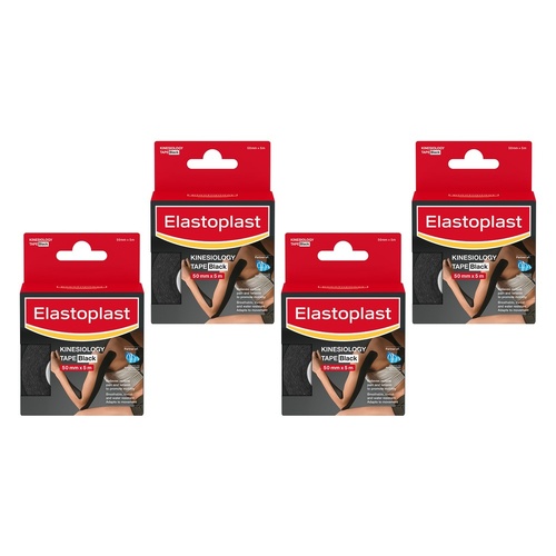 Elastoplast Kinesiology Tape Black 50mm x 5m Pack of 4
