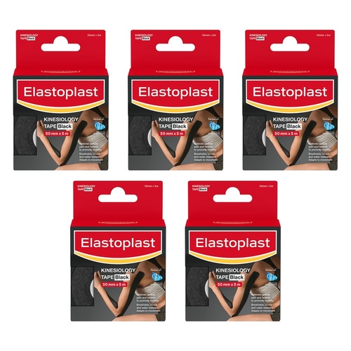 Elastoplast Kinesiology Tape Black 50mm x 5m Pack of 5