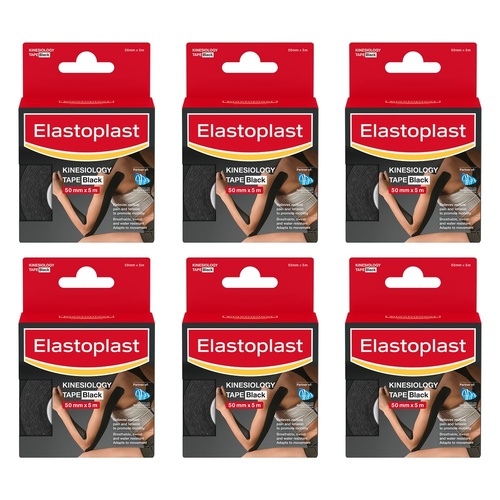 Elastoplast Kinesiology Tape Black 50mm x 5m Pack of 6