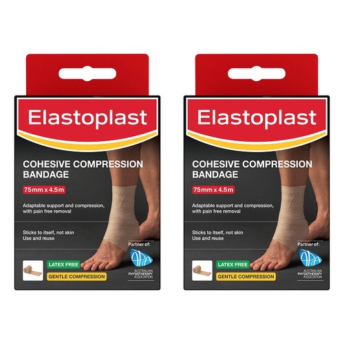 Elastoplast Cohesive Compression Bandage 75mm x 4.5m Pack of 2