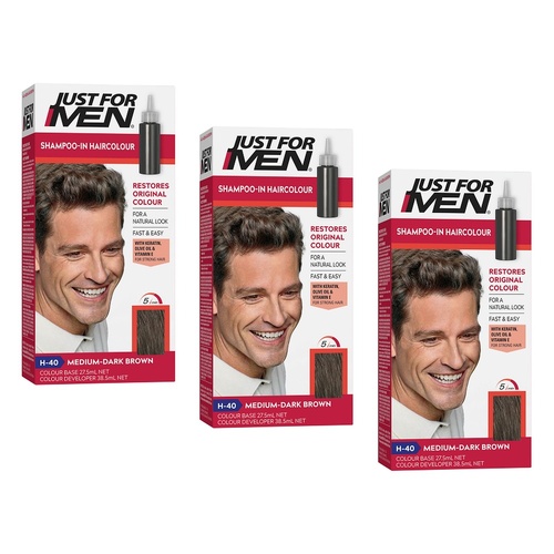 Just For Men Hair Colour Medium/Dark Brown 66mL Pack of 3