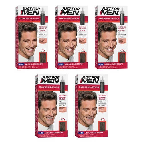 Just For Men Hair Colour Medium/Dark Brown 66mL Pack of 5