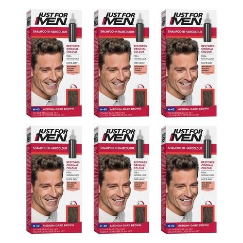 Just For Men Hair Colour Medium/Dark Brown 66mL Pack of 6