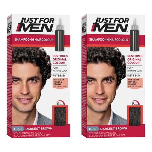 Just For Men Hair Colour Darkest Brown 66mL x 3 Bundle of 2