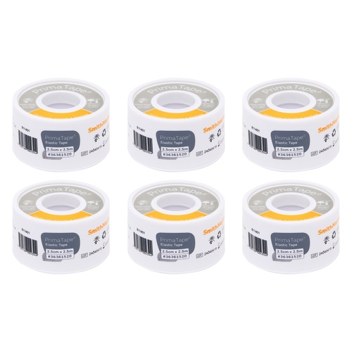 Primatape Elastic Tape 2.5cm x 2.5m Pack of 6