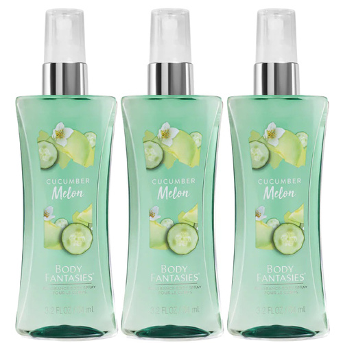 Body Fantasies Cucumber Melon Body Spray 94ml 3 Pack
